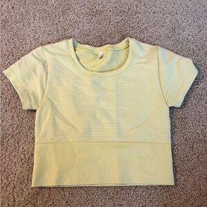 aerie Pale Yellow Ribbed Crewneck Crop Top